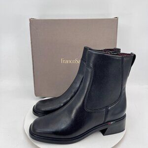 Franco Sarto L-Gracelyn Women Size 9.5W Black Leather Side Zip Low Heel Boot